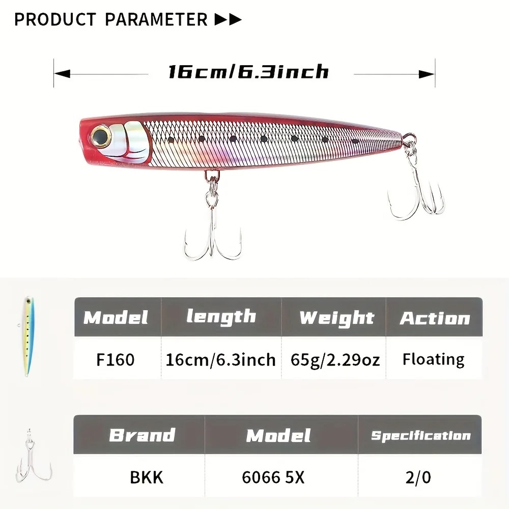 1PC Large Size ABS Popper Lure - Fishing Lure Popper 评论和价格