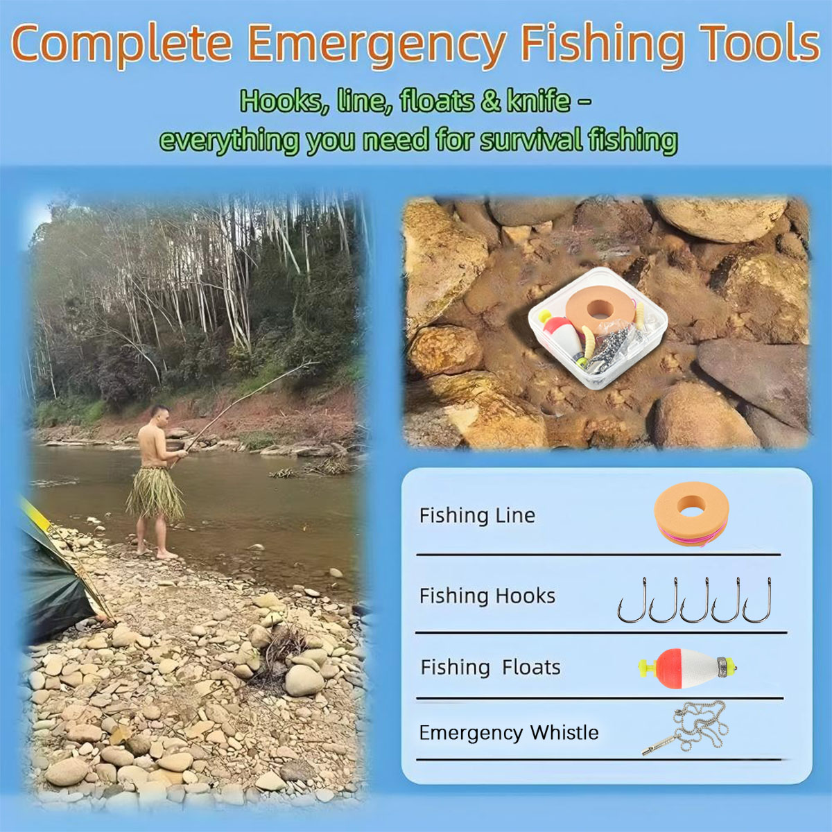 Portable Emergency Fishing Gea - Fishing Lure Kit 评论和价格